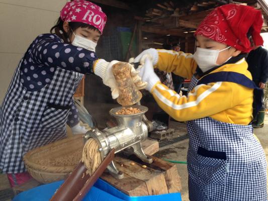 伝統の味噌作り体験