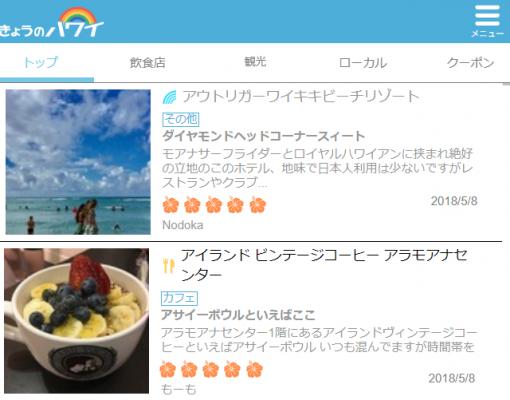 ハワイの情報サイト「きょうのハワイ」くちコミ投稿数が18,000件を突破いたしました！