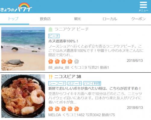 ハワイの情報サイト「きょうのハワイ」くちコミ投稿数が19,000件を突破いたしました！