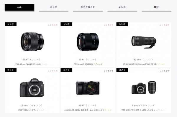 月額制サブスクリプションサービス「CAMERA RENT」 複数商品のレンタルが可能になりました