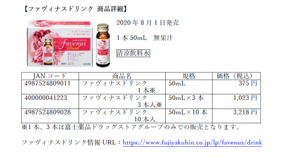 女性向け新ブランド「ファヴィナス」より シリーズ第1弾の美容ドリンク「ファヴィナスドリンク」を新発売